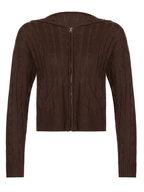 Hooded Cable Knit Cardigan Sweaters