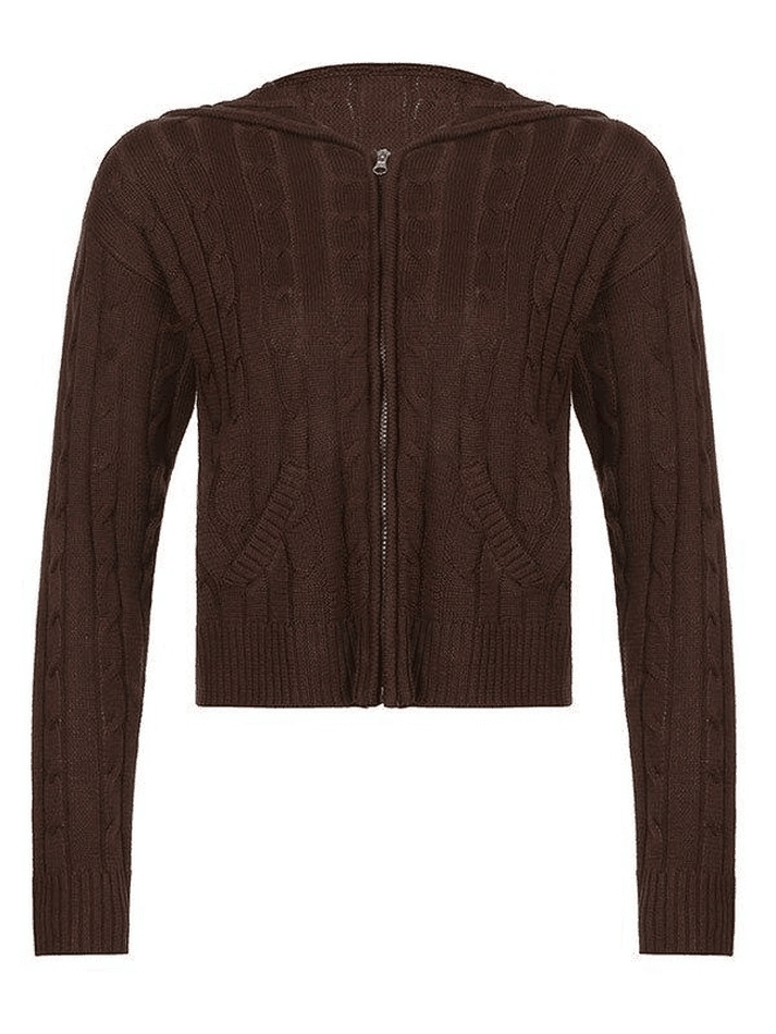 Hooded Cable Knit Cardigan Sweaters