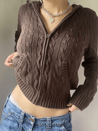 Hooded Cable Knit Cardigan Sweaters