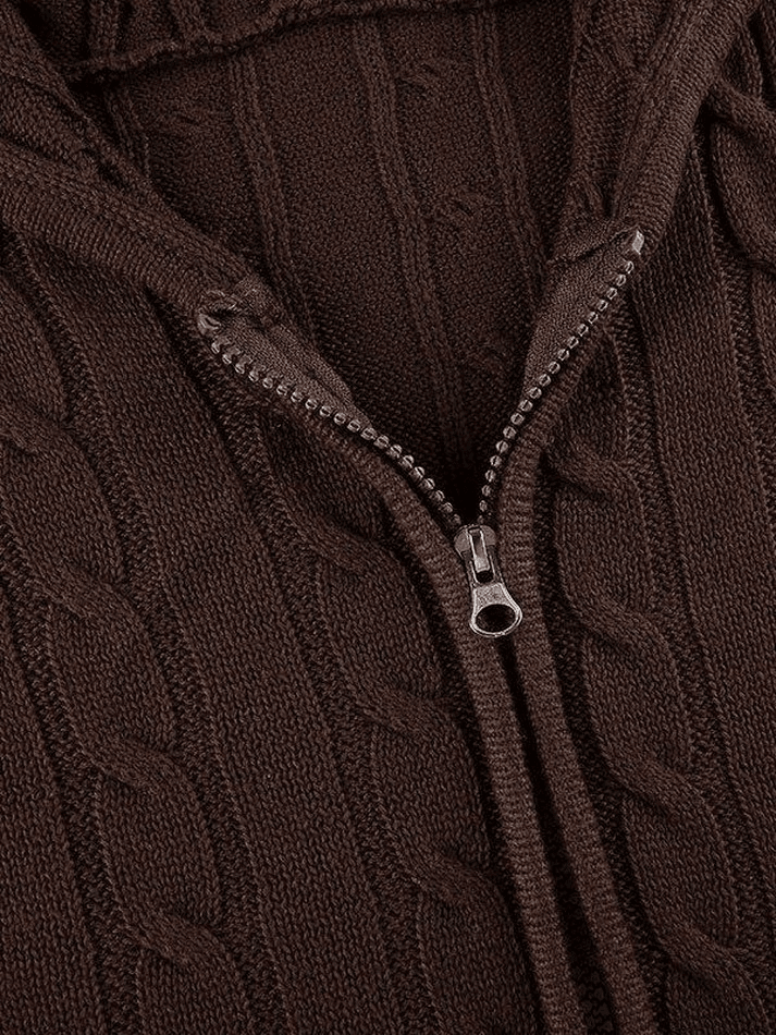 Hooded Cable Knit Cardigan Sweaters