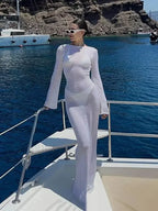 Hooded Sheer Bodycon Dress Cover Up
