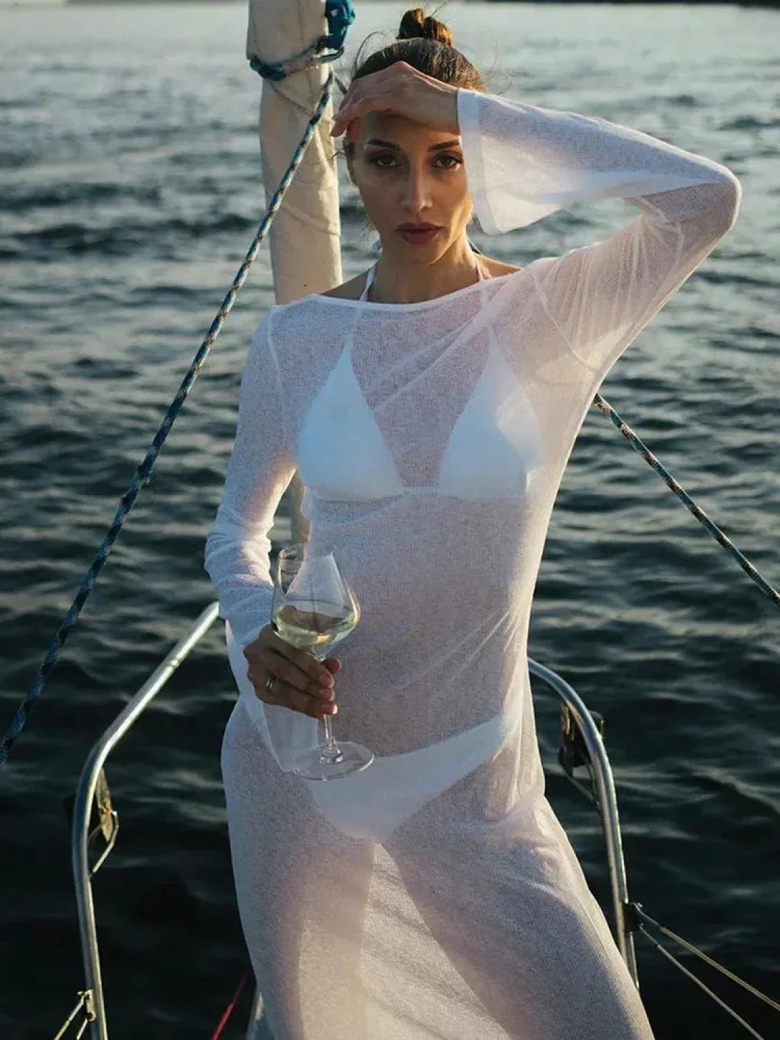 Hooded Sheer Bodycon Dress Cover Up Secondary image