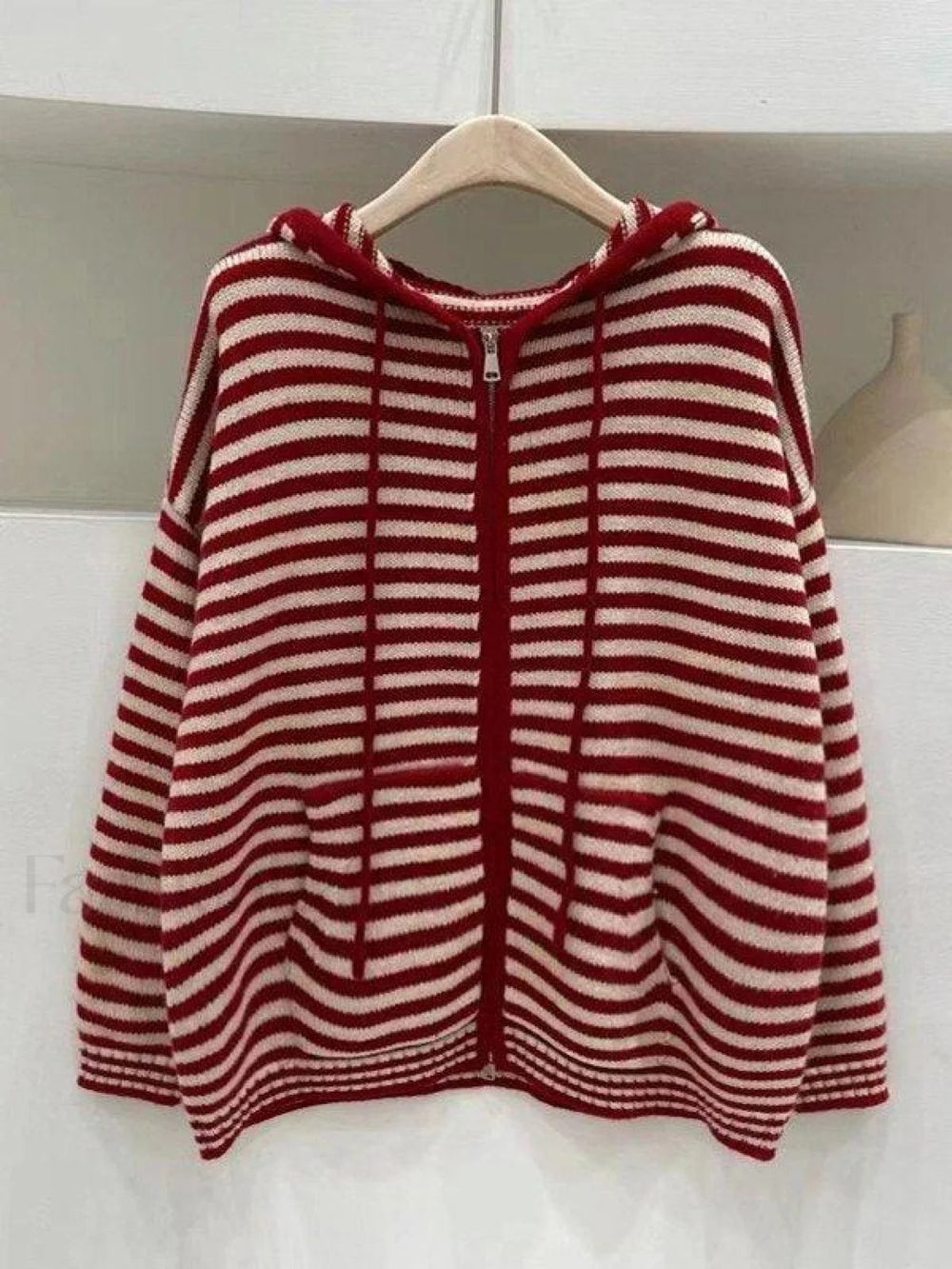 Hooded Striped Long Sleeve Knit Cardigan Sweaters