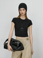 Ice Feel Slim Black Short Sleeve T Shirt