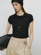 Ice Feel Slim Black Short Sleeve T Shirt Black / XS