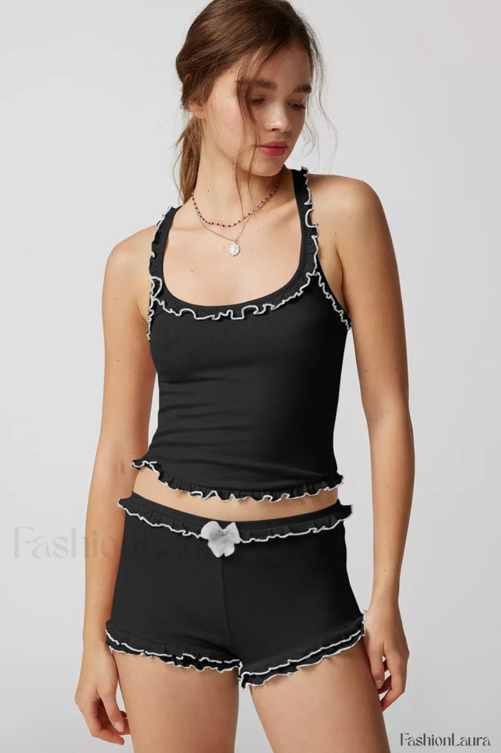 Idalia Corset Top Charming + Shorts Set XS / Black