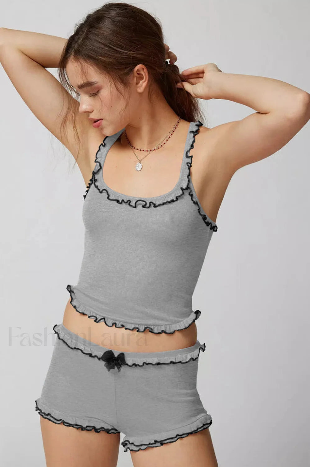 Idalia Corset Top Charming + Shorts Set XS / Grey