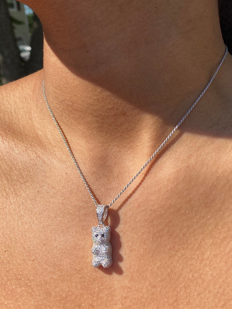 Crystal Bear Necklace Silver / 18’’ Jewelry