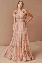 Indy Elegant Chiffon Dress S / Pink