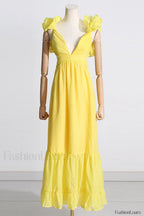 Indy Elegant Chiffon Dress S / Yellow