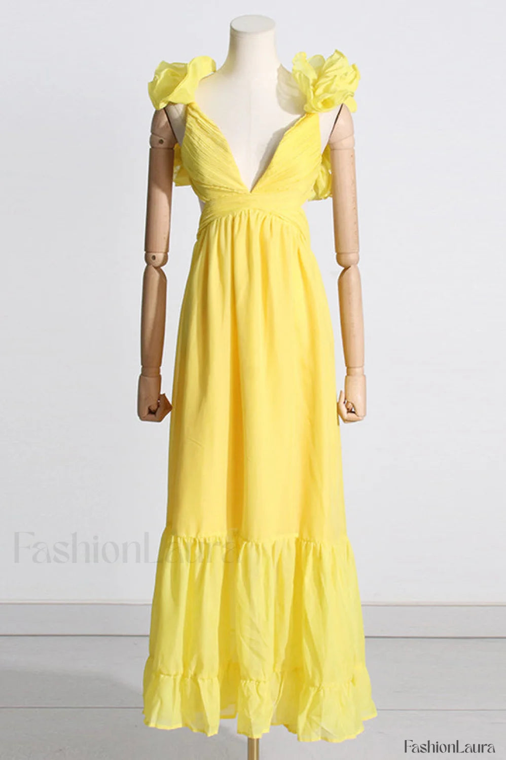 Indy Elegant Chiffon Dress S / Yellow