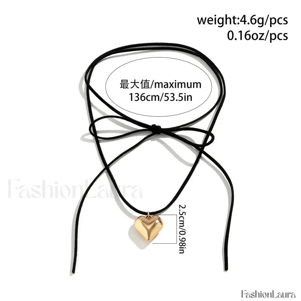 Ingemark Elegant Love Heart Collares Knotted Bowknot Y2K Necklace