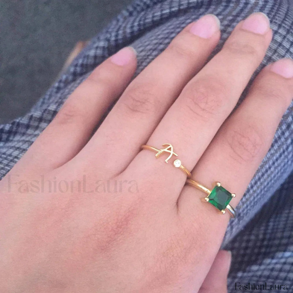 Initial Adjustable Stainless Wedding Couple Accessories Gift Ring