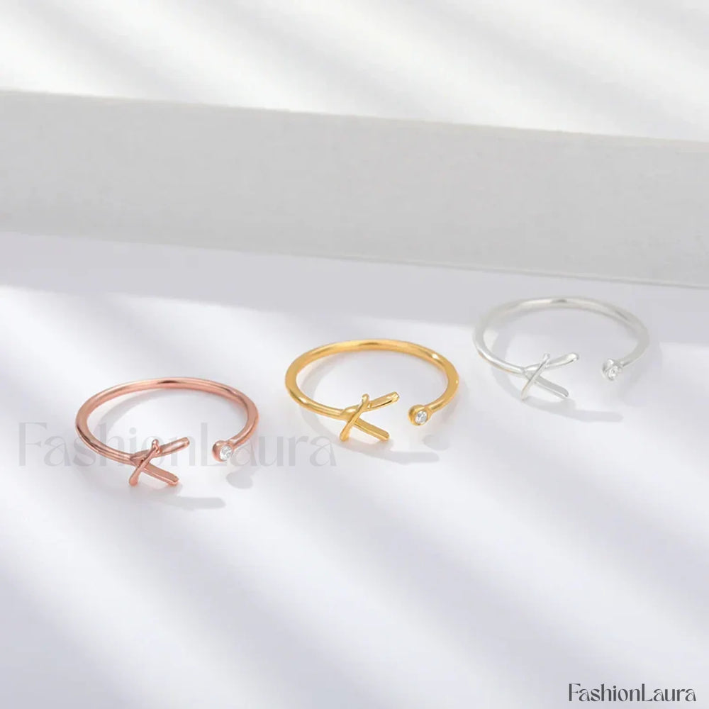 Initial Adjustable Stainless Wedding Couple Accessories Gift Ring