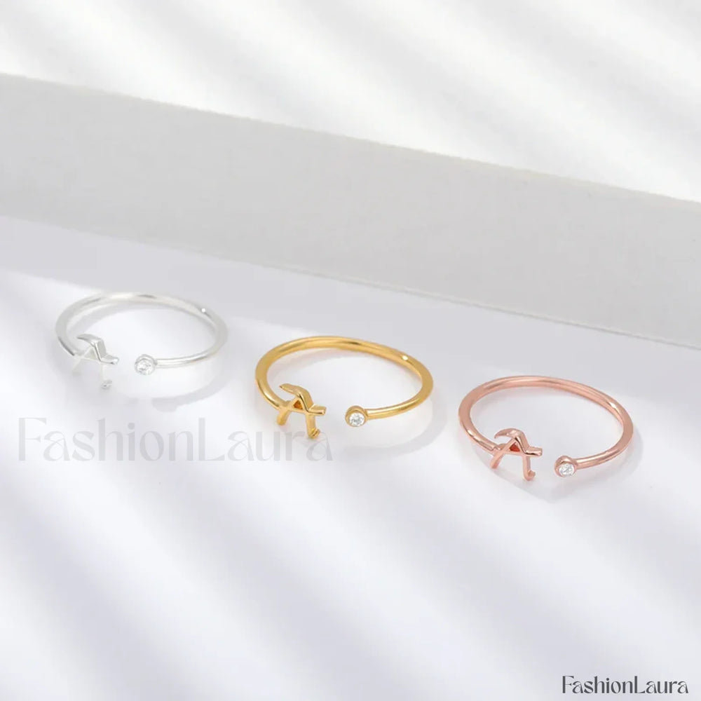 Initial Adjustable Stainless Wedding Couple Accessories Gift Ring