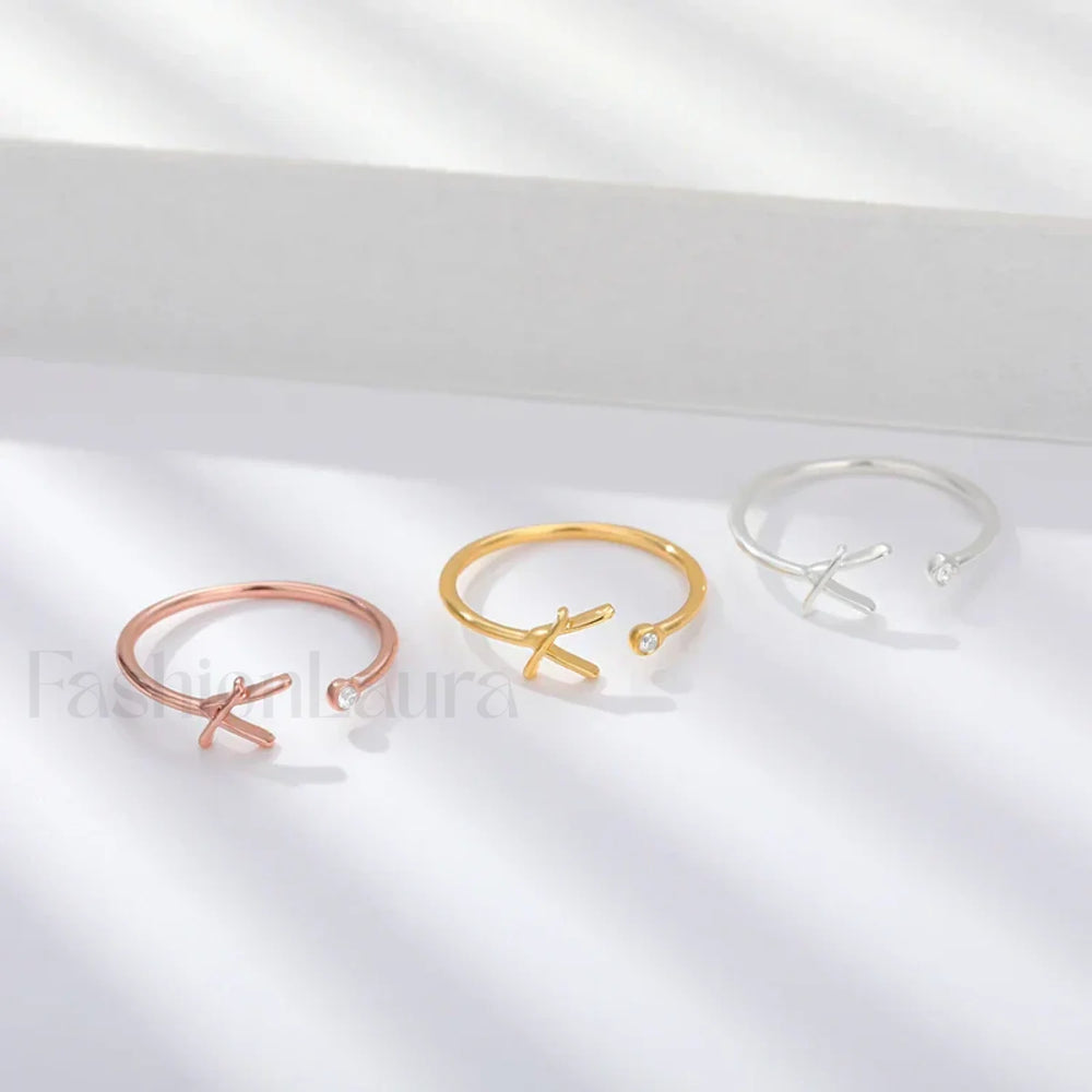 Initial Adjustable Stainless Wedding Couple Accessories Gift Ring