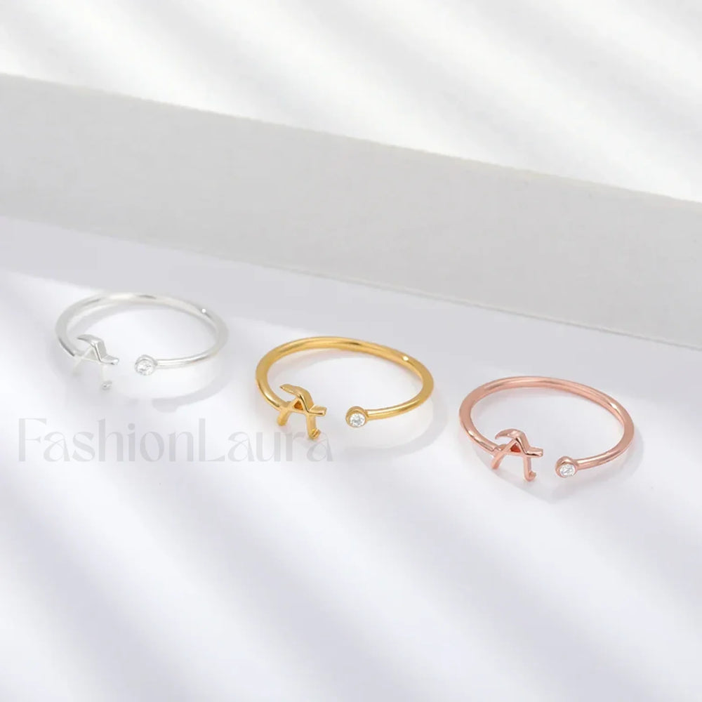 Initial Adjustable Stainless Wedding Couple Accessories Gift Ring