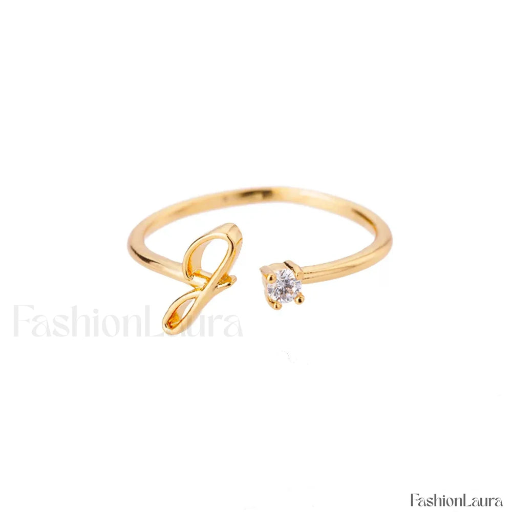 Initial Adjustable Stainless Wedding Couple Accessories Gift Ring 7 / G / gold