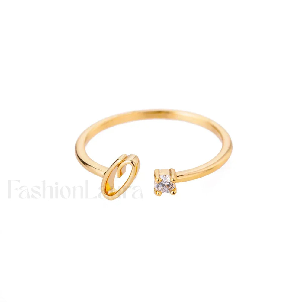 Initial Adjustable Stainless Wedding Couple Accessories Gift Ring 7 / O / gold