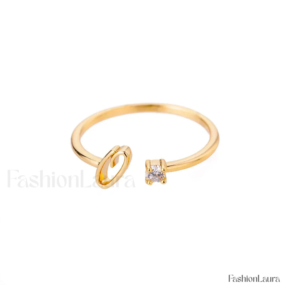 Initial Adjustable Stainless Wedding Couple Accessories Gift Ring 7 / O / gold