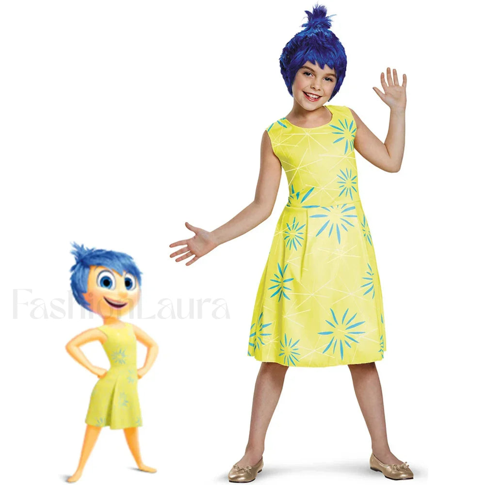 Inside Out Cosplay Kid Cartoon Halloween 2 Sadness Anger Party Disgust Joy Costume Kid size 110 / Style A