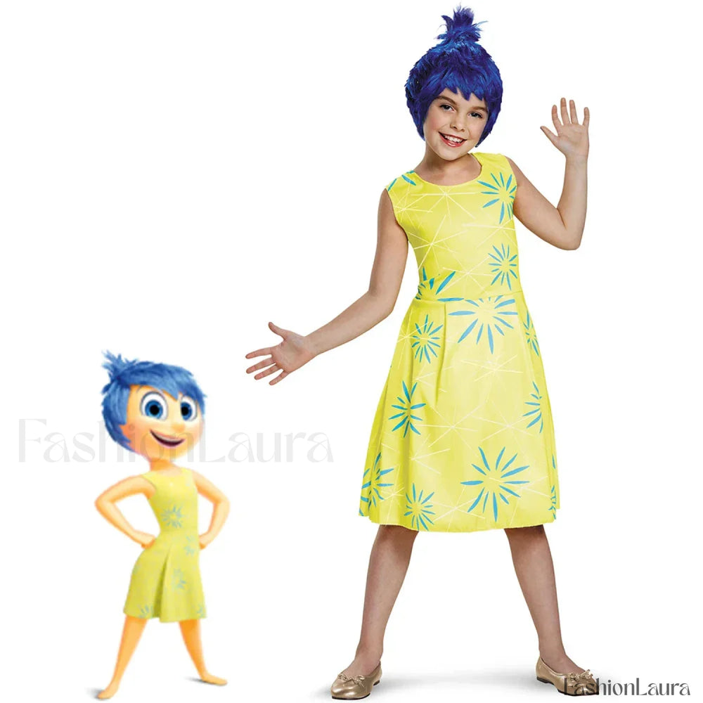 Inside Out Cosplay Kid Cartoon Halloween 2 Sadness Anger Party Disgust Joy Costume Kid size 110 / Style A