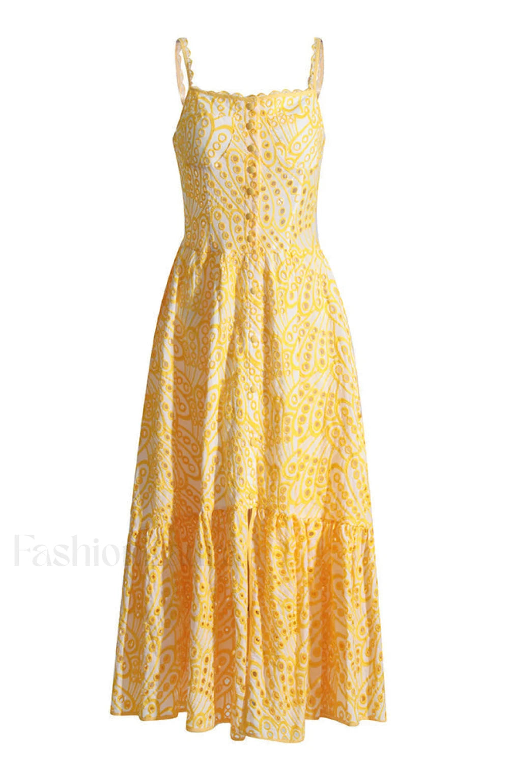 Irene Printed Stylish Maxi Dress S / Yellow