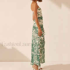 Irregular Print Chiffon Midi Dress