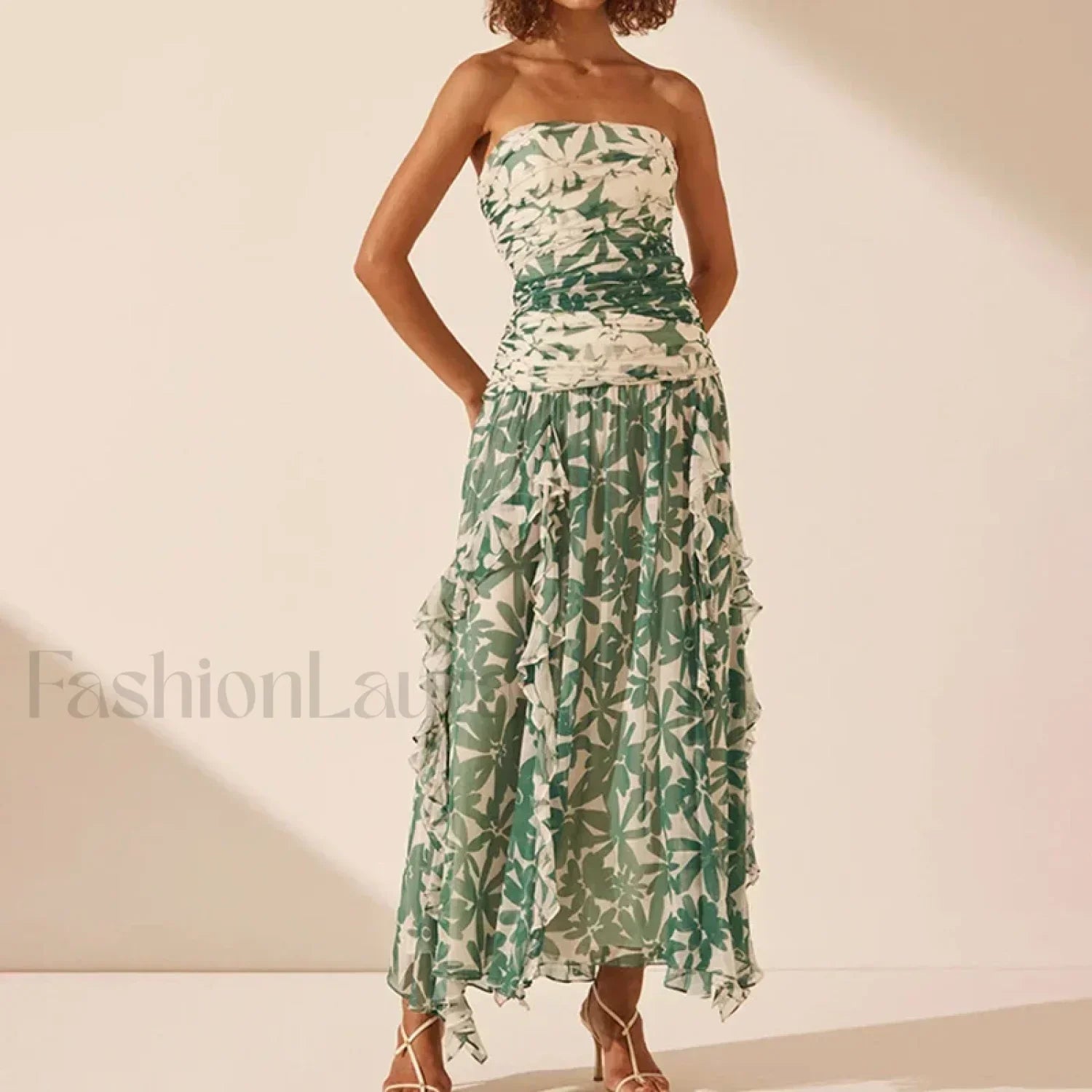 Irregular Print Chiffon Midi Dress Main image