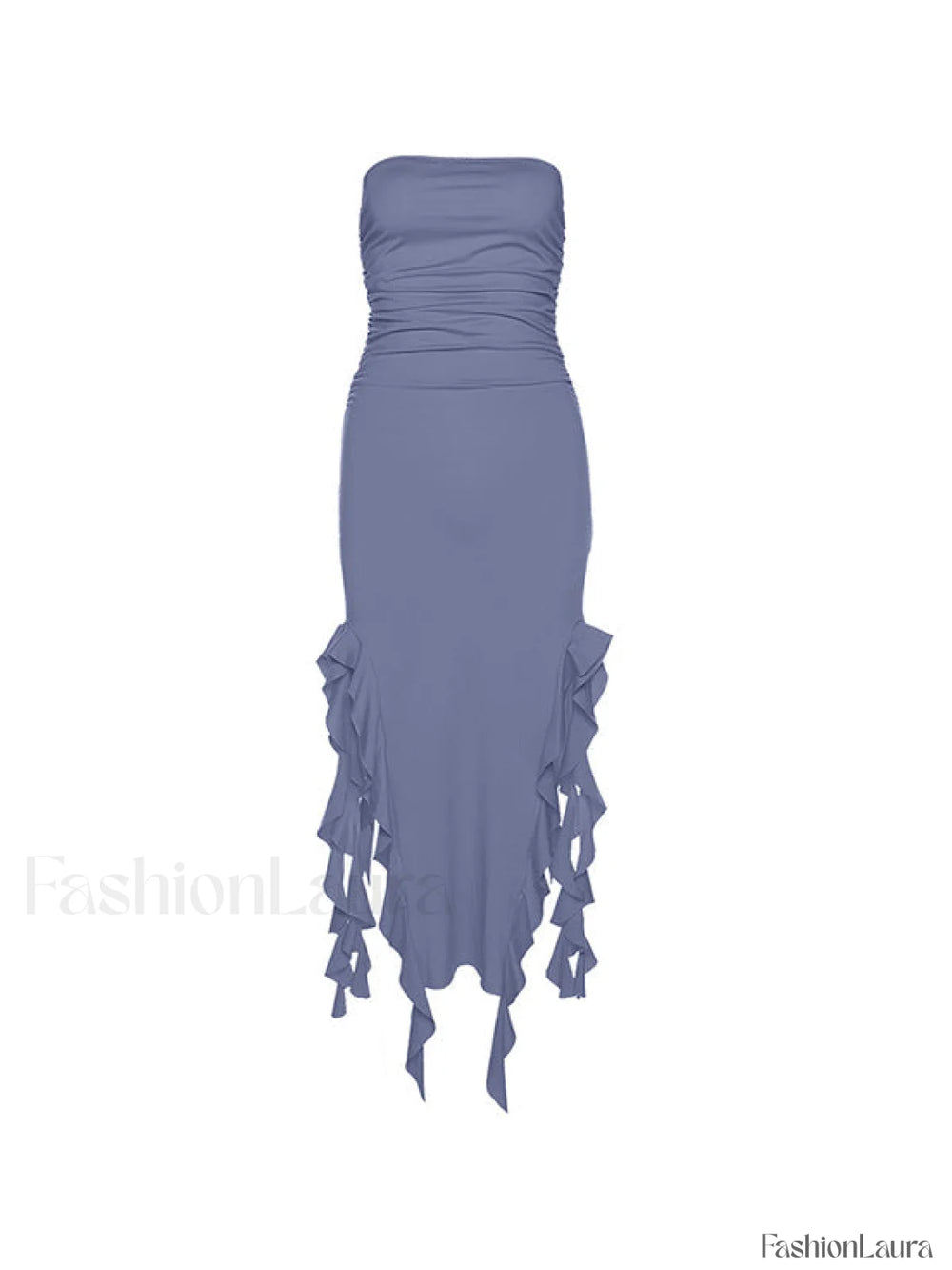 Irregular Ruffle Bandeau Maxi Dress Maxi Dresses