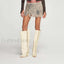 Irregular Zipper Washed Denim Skirt BLUE / M