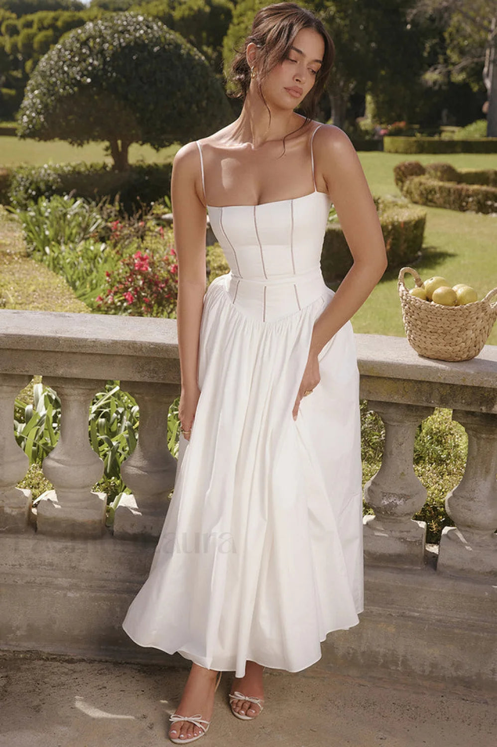 Isabella White Stylish Cotton Sundress