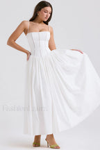 Isabella White Stylish Cotton Sundress