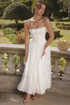 Isabella White Stylish Cotton Sundress