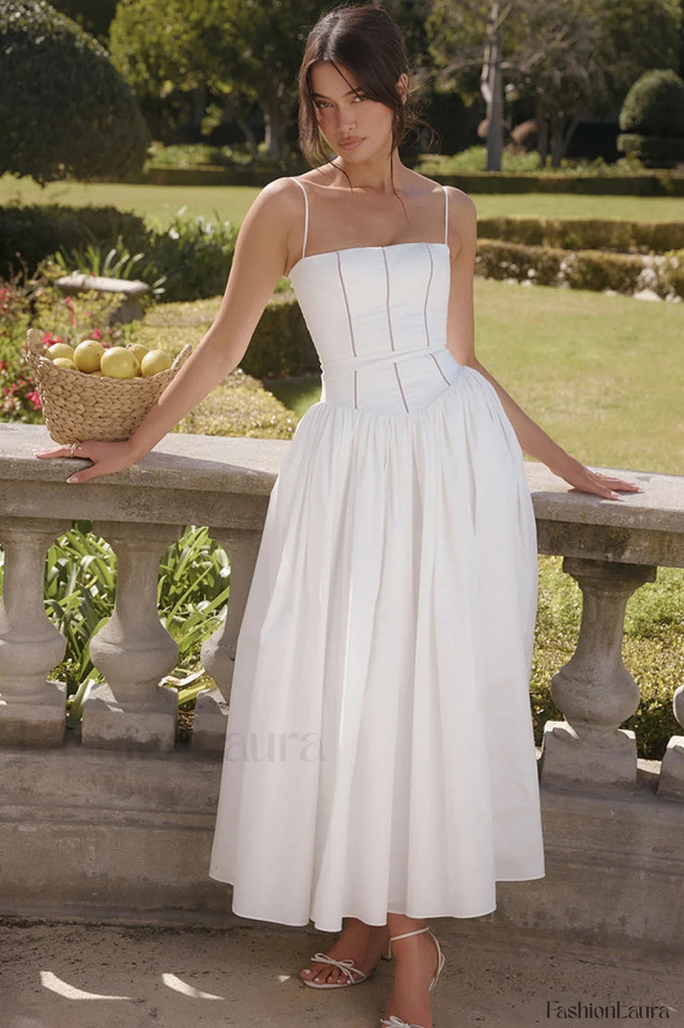 Isabella White Stylish Cotton Sundress