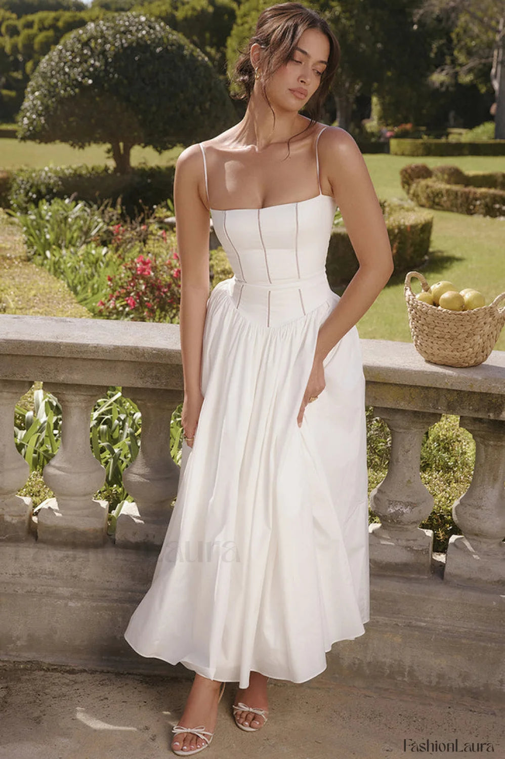 Isabella White Stylish Cotton Sundress