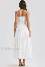 Isabella White Stylish Cotton Sundress