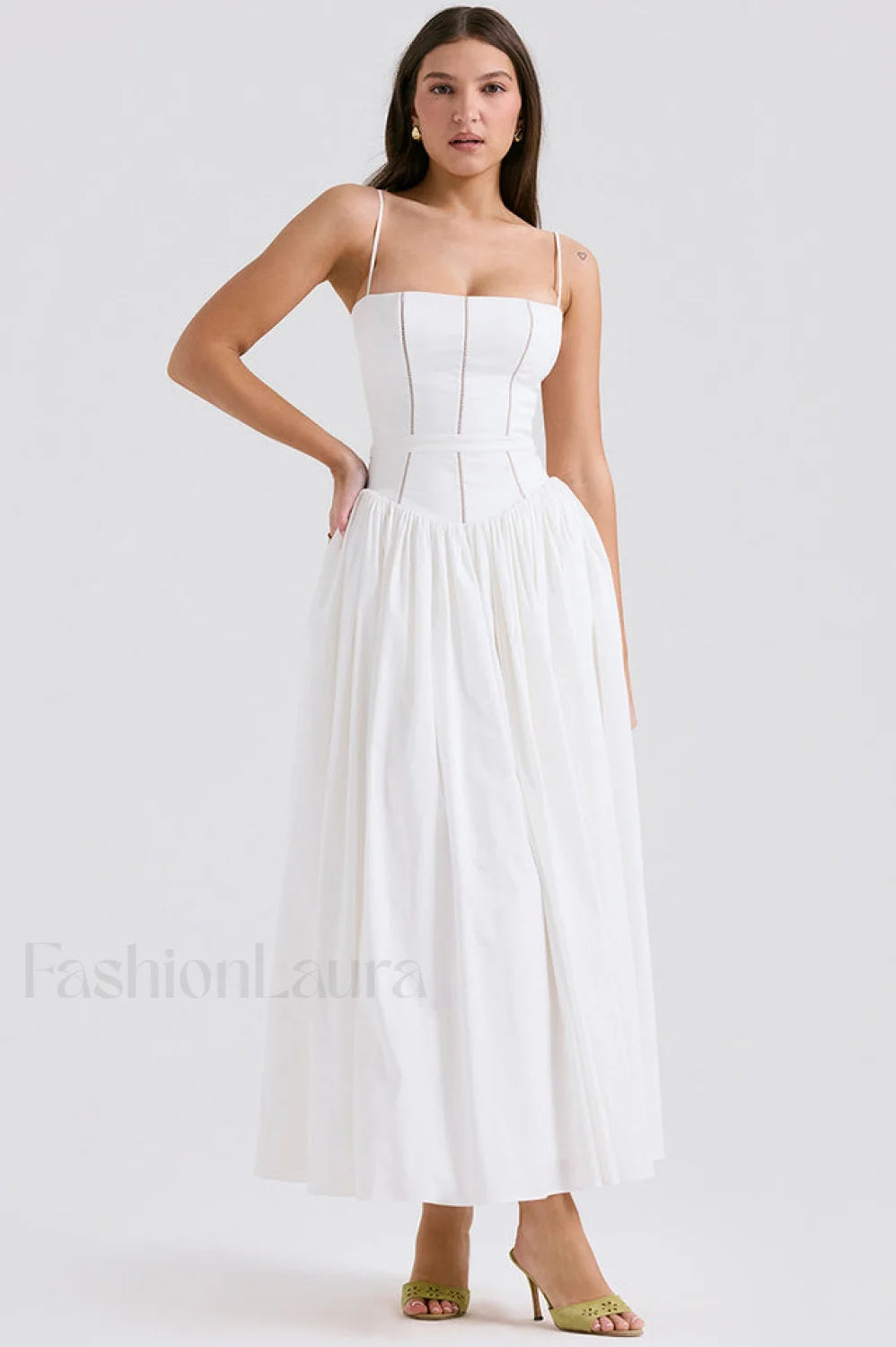 Isabella White Stylish Cotton Sundress Secondary image
