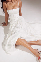 Isabella White Stylish Cotton Sundress