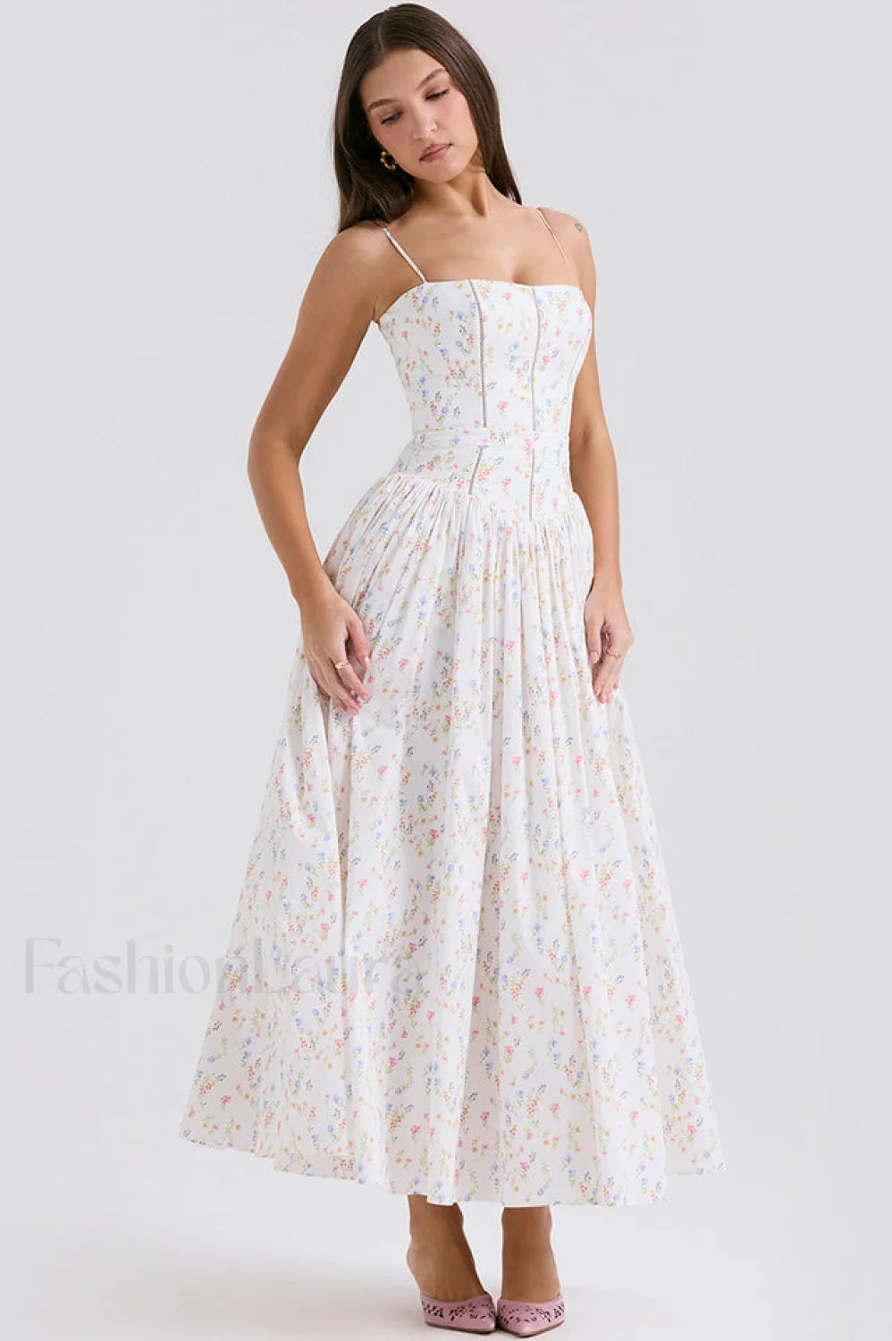 Isabella White Stylish Cotton Sundress