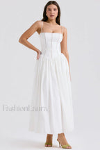 Isabella White Stylish Cotton Sundress XS / White