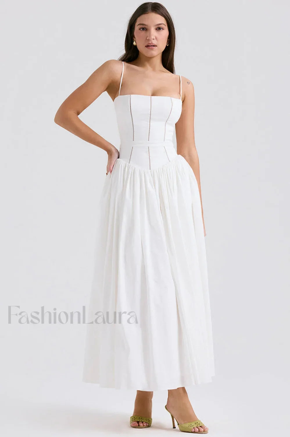 Isabella White Stylish Cotton Sundress XS / White