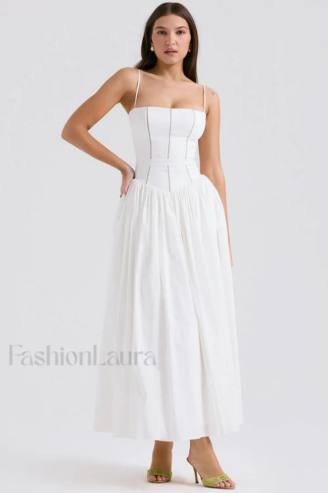 Isabella White Stylish Cotton Sundress XS / White Main image