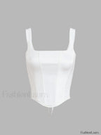 Ivory Glow Tied Trendy Crop Corset Top Tank Tops & Camis