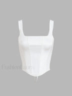 Ivory Glow Tied Trendy Crop Corset Top Tank Tops & Camis