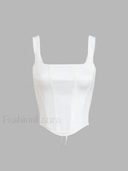 Ivory Glow Tied Trendy Crop Corset Top Tank Tops & Camis