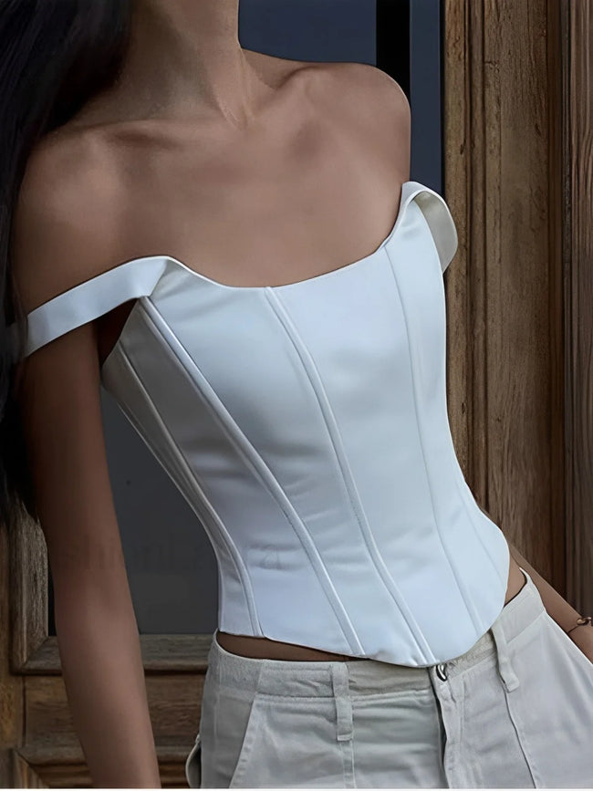 Ivory Glow Tied Trendy Crop Corset Top White / XS Tank Tops & Camis Main image
