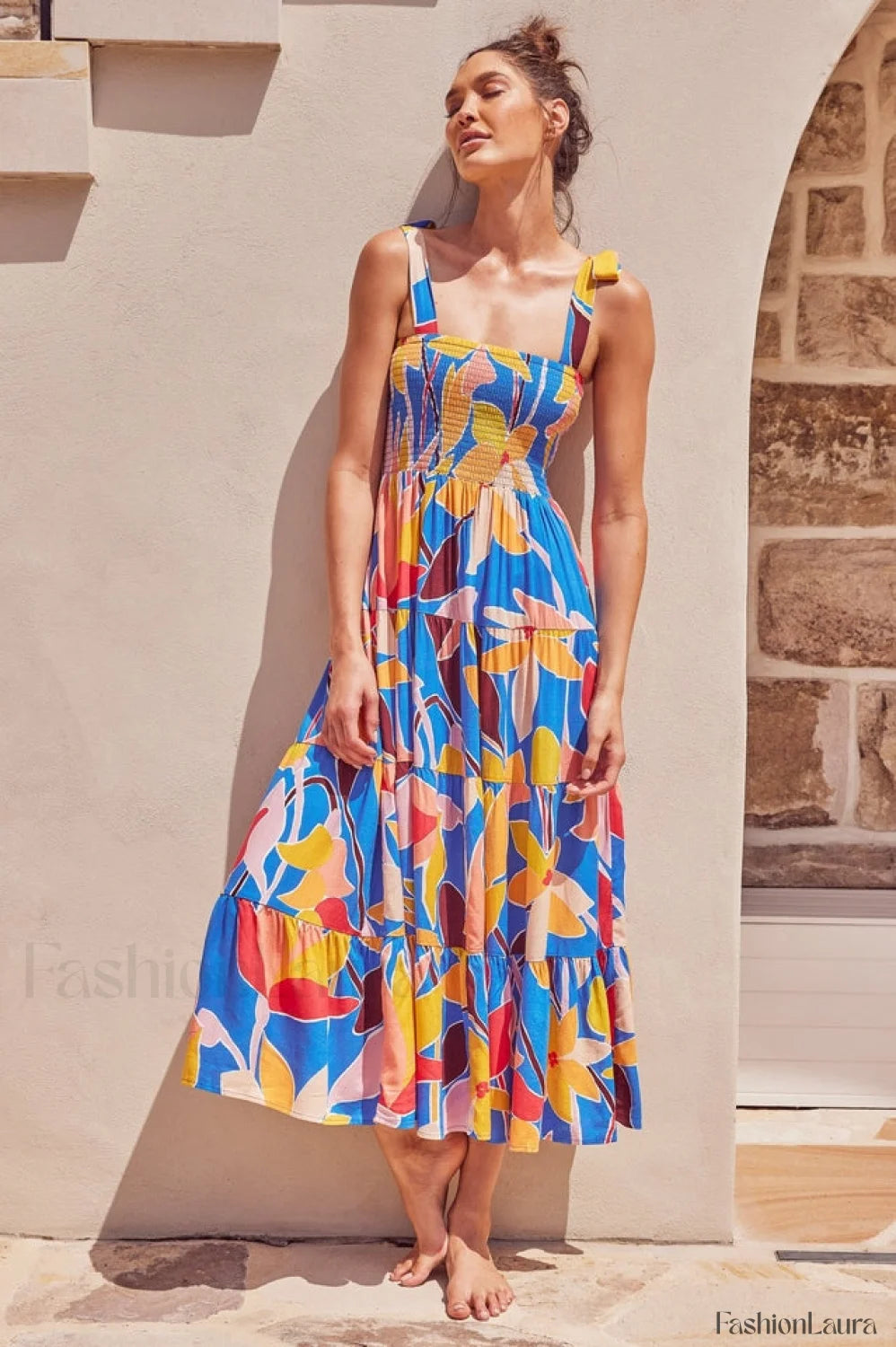 Jaclyn Smocked Stylish Maxi Dress S / 3#