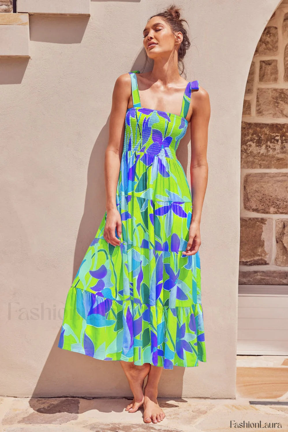 Jaclyn Smocked Stylish Maxi Dress S / 4#
