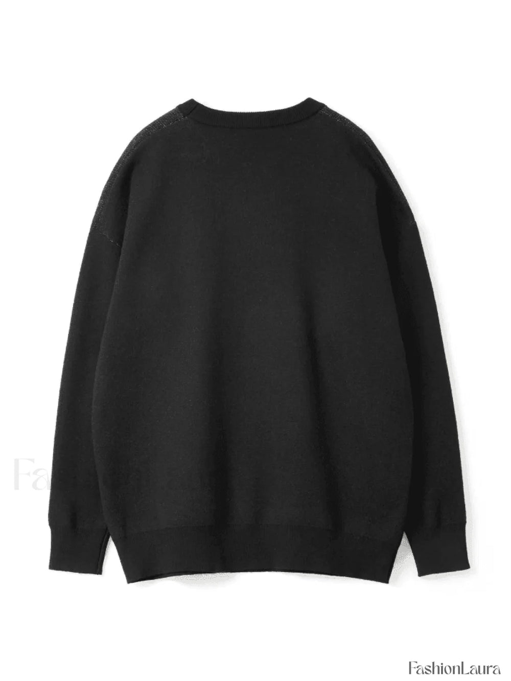 Jacquard Black Pullover Sweater Sweaters
